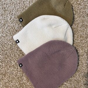 Burton Knit Beanies in Olive, White, and Lavender